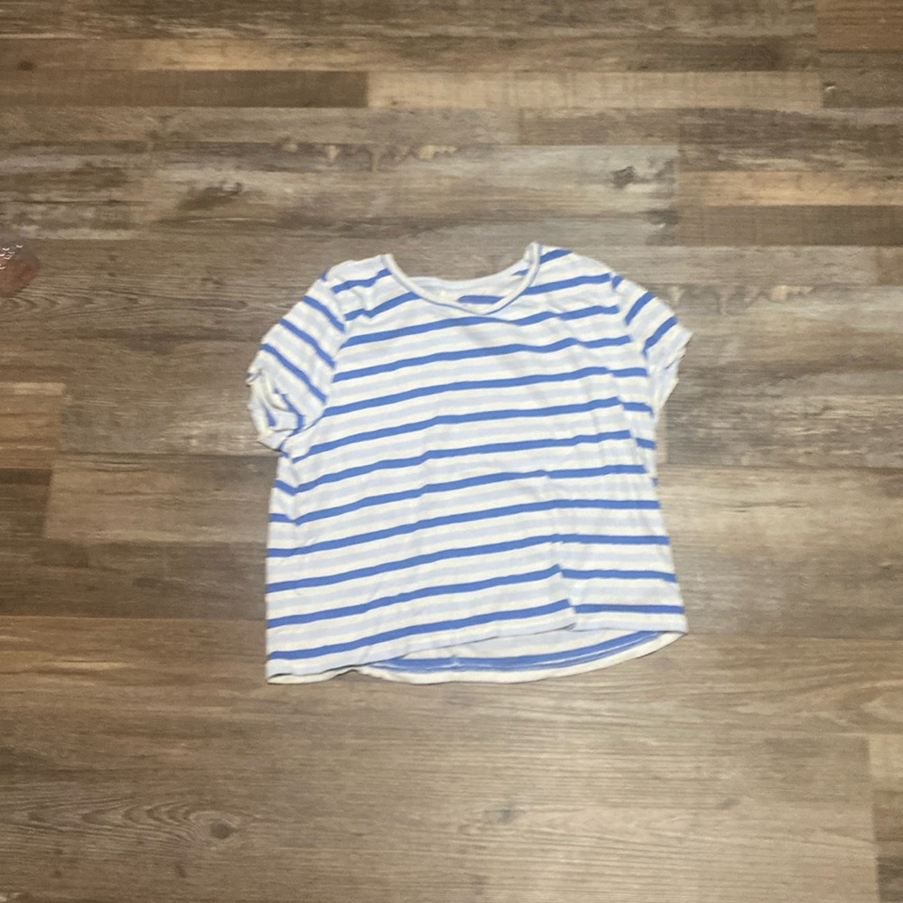 Women's striped blue cropped tee